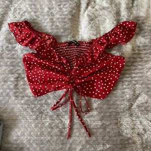 NWOT Cropped front tie blouse